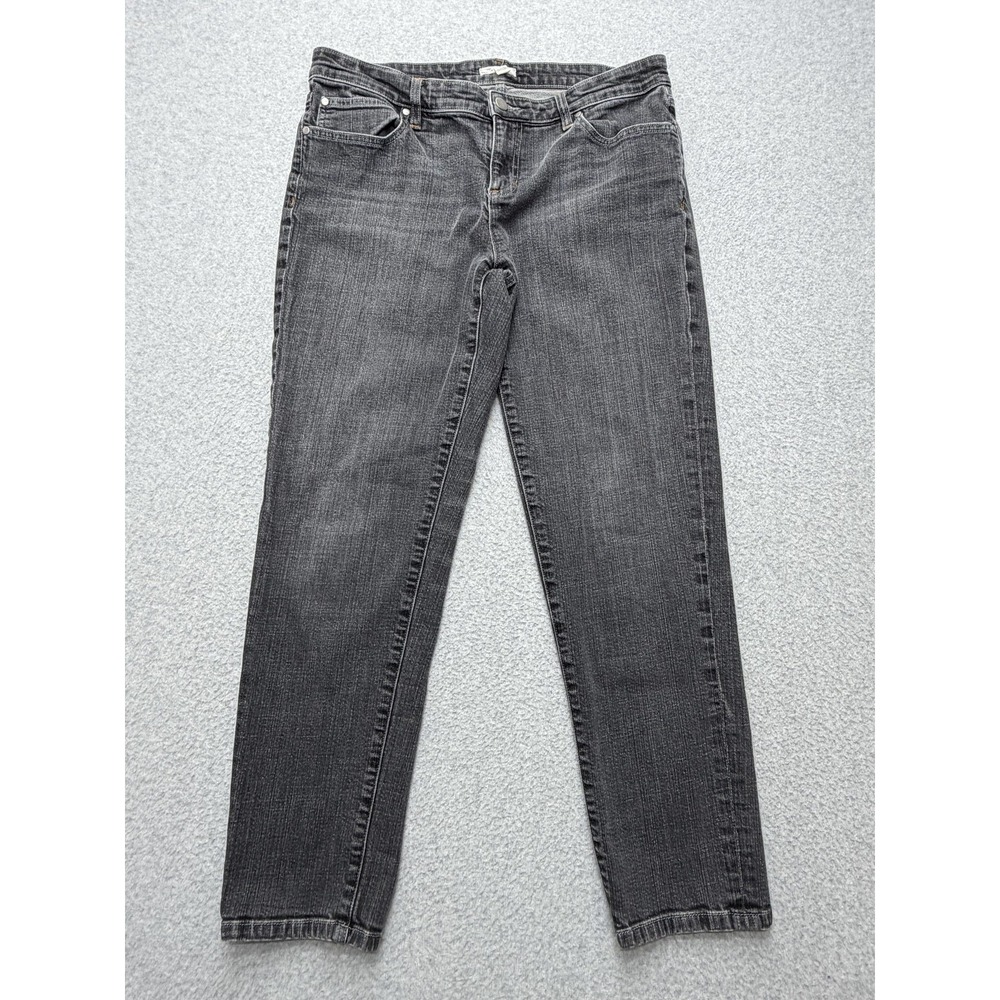 Eileen Fisher Jeans Womens 10 Charcoal Wash High Rise Straight Stretch Denim